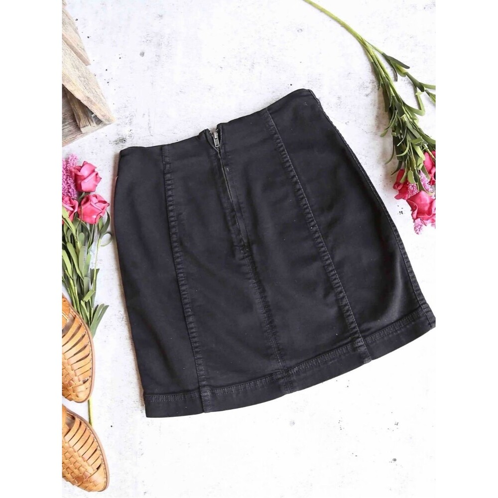 Free People Black High-Waist Mini Skirt